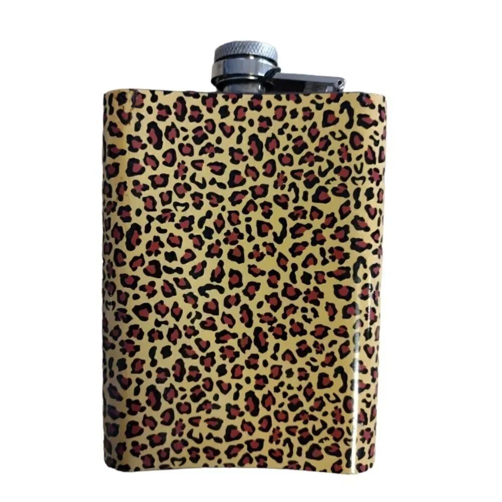 Gold Leopard Print 8oz‎ Stainless Steel Pocket Drinking Flask NWT